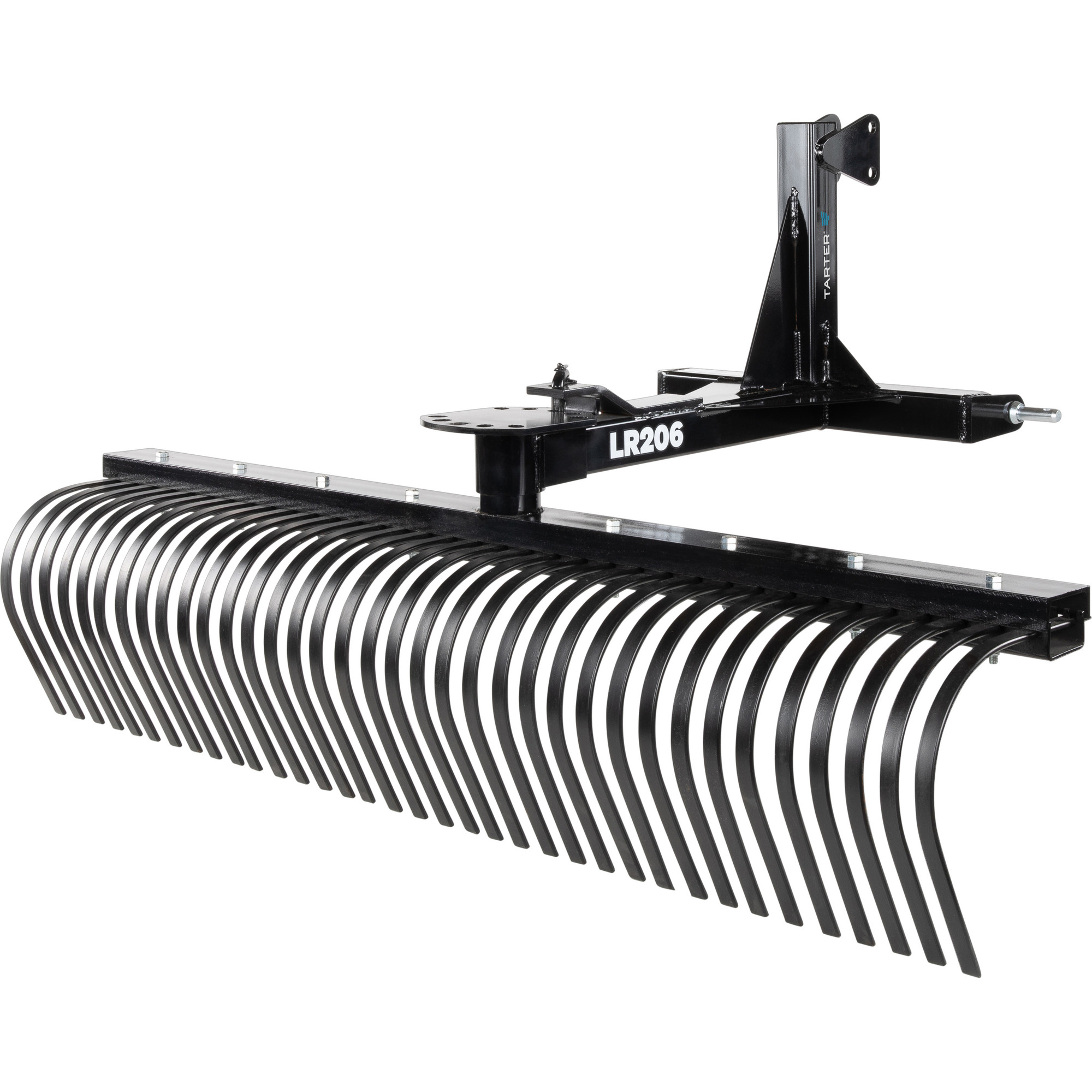 Tarter 200 Series Landscape Rake - 6ft. Working Width, High-Carbon Curved Tines, 5 Angle Settings, Model# LR206BL